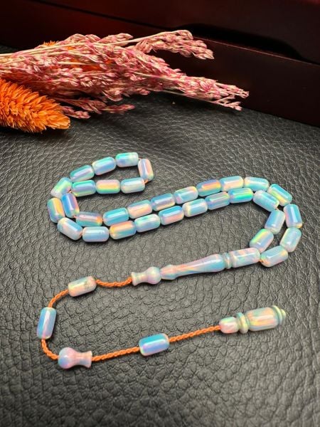 Küçük Boy Kapsül Model Mavi Renk Sentetik Opal Tesbih