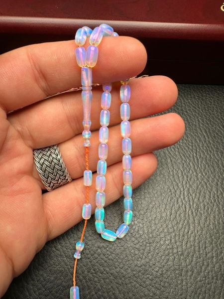 Küçük Boy Kapsül Model Mavi Renk Sentetik Opal Tesbih