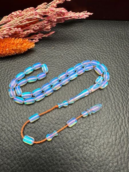 Küçük Boy Kapsül Model Mavi Renk Sentetik Opal Tesbih