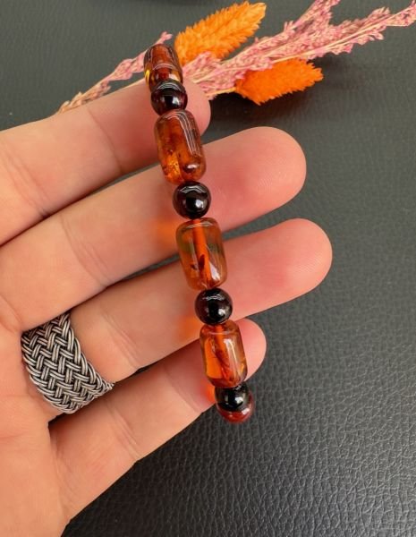 Kapsül Model Damla Kehribar Bileklik