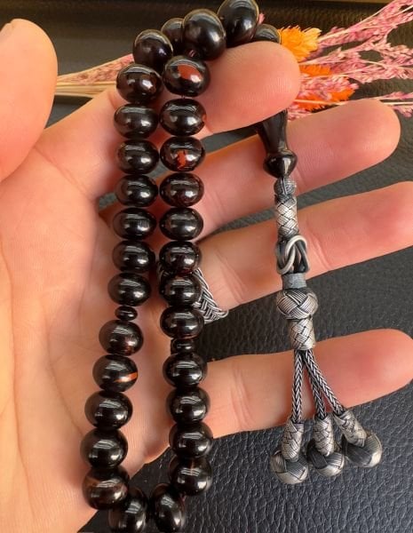 Mercimek Model Hareli Sıkma Kehribar Tesbih