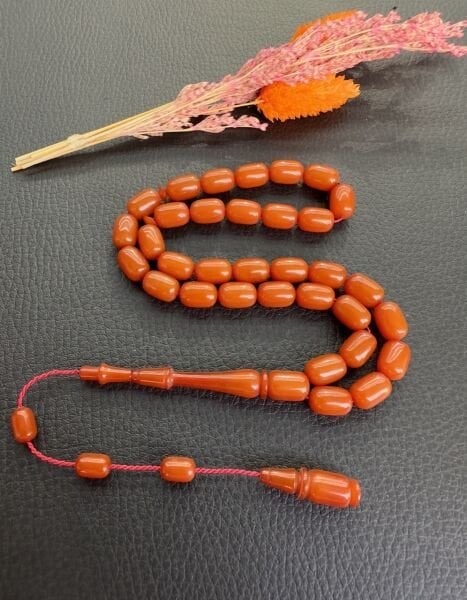 Kapsül Model Turuncu Sıkma Kehribar Tesbih