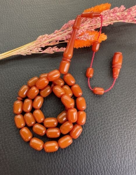 Kapsül Model Turuncu Sıkma Kehribar Tesbih