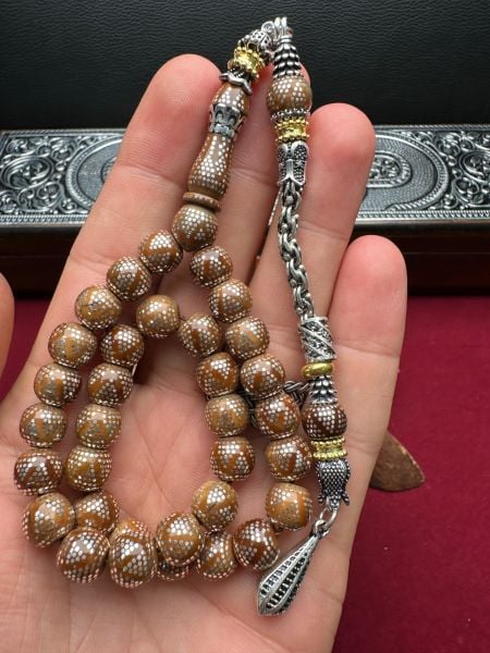 Küre  Model Gümüş İşlemeli Kuka Tesbih