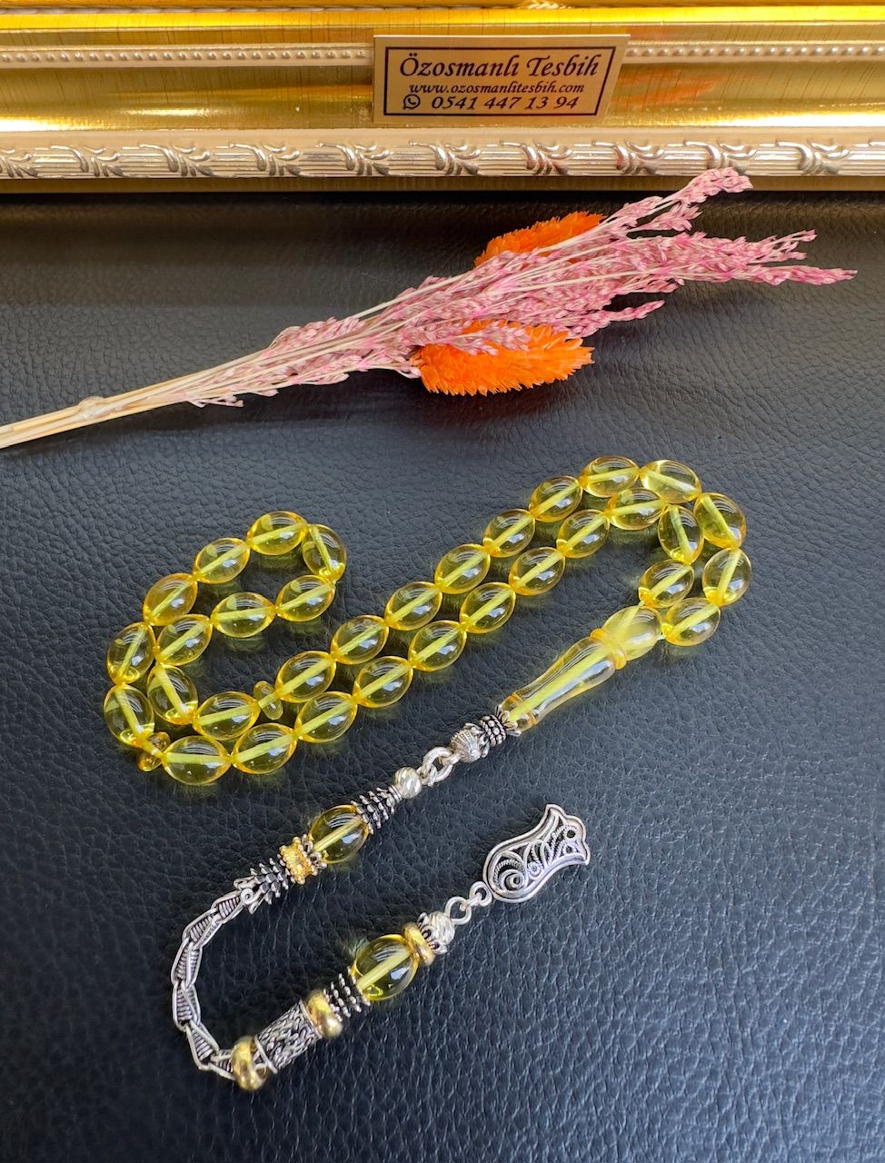 Beyzi Model Şeffaf Damla Kehribar Tesbih