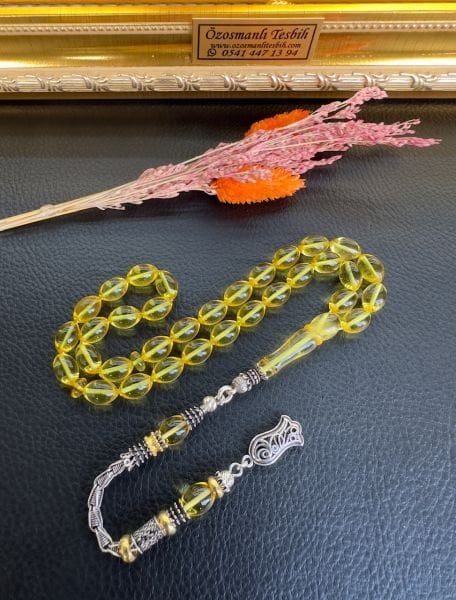 Beyzi Model Şeffaf Damla Kehribar Tesbih