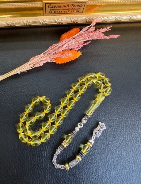 Beyzi Model Şeffaf Damla Kehribar Tesbih