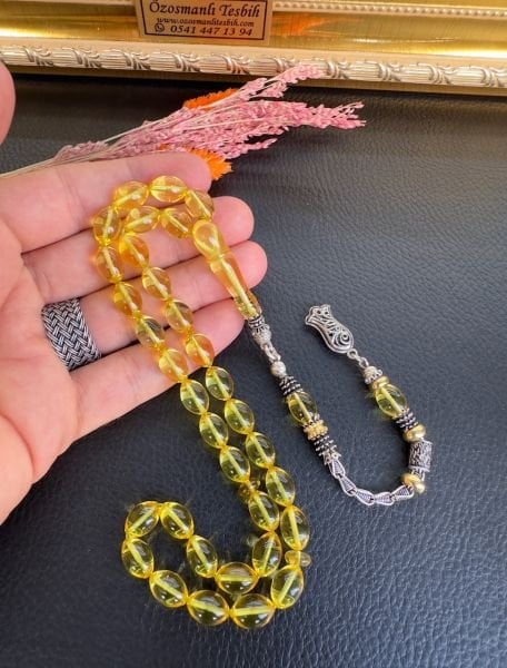 Beyzi Model Şeffaf Damla Kehribar Tesbih