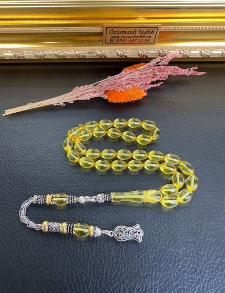 Beyzi Model Şeffaf Damla Kehribar Tesbih