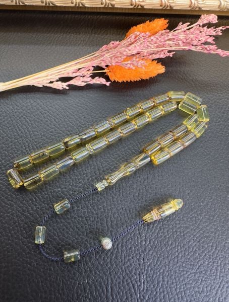 Turkuaz Renk Dominik Damla Kehribar Tesbih