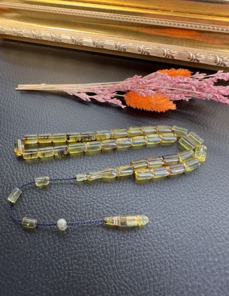 Turkuaz Renk Dominik Damla Kehribar Tesbih