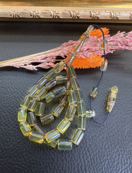 Turkuaz Renk Dominik Damla Kehribar Tesbih