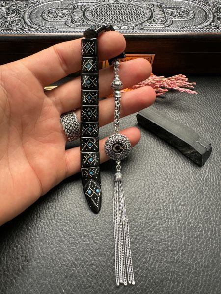 Gümüş İşlemeli Erzurum Oltu Taşı Balık Tesbih