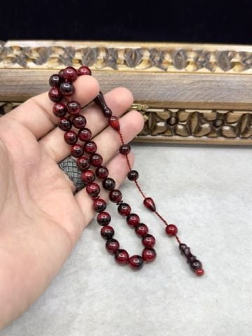 Küre Model Bordo Renk Siyah Hareli Katalin Tesbih