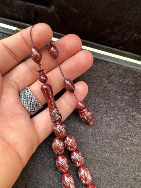 Badem Model 925 Ayar Gümüş İşlemeli Kuka Tesbih