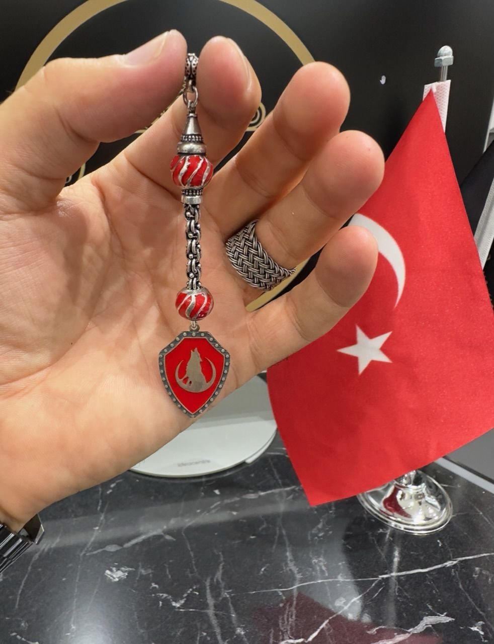 Özel Bozkurt Tasarım Mineli Gümüş Püskül