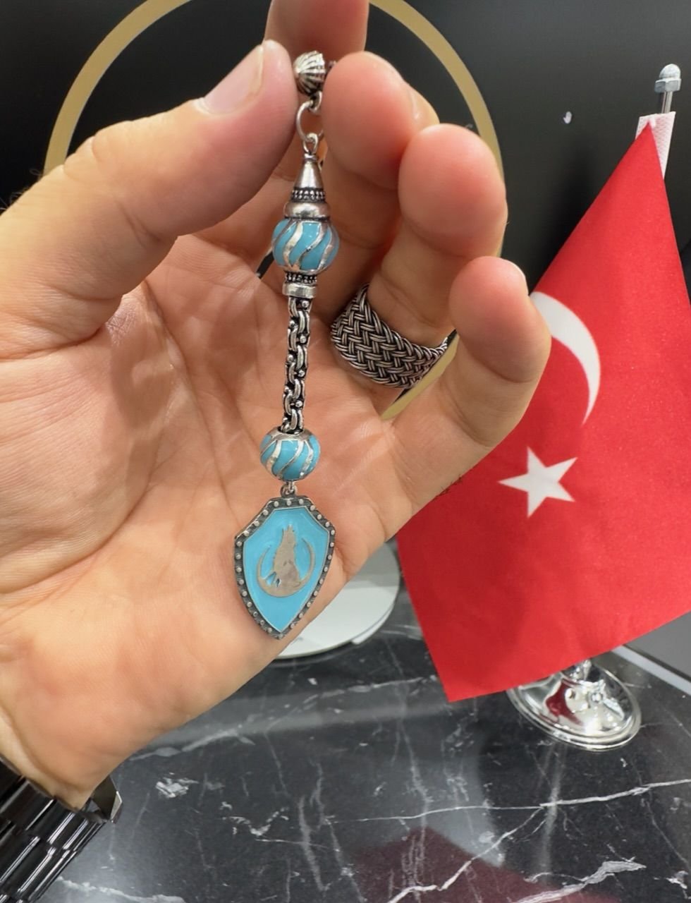 Özel Bozkurt Tasarım Mineli Gümüş Püskül