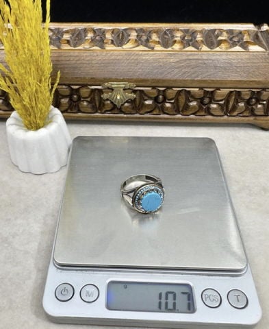 Firuze ve Swaroski Taşlı 925 Ayar Gümüş Erkek Yüzük