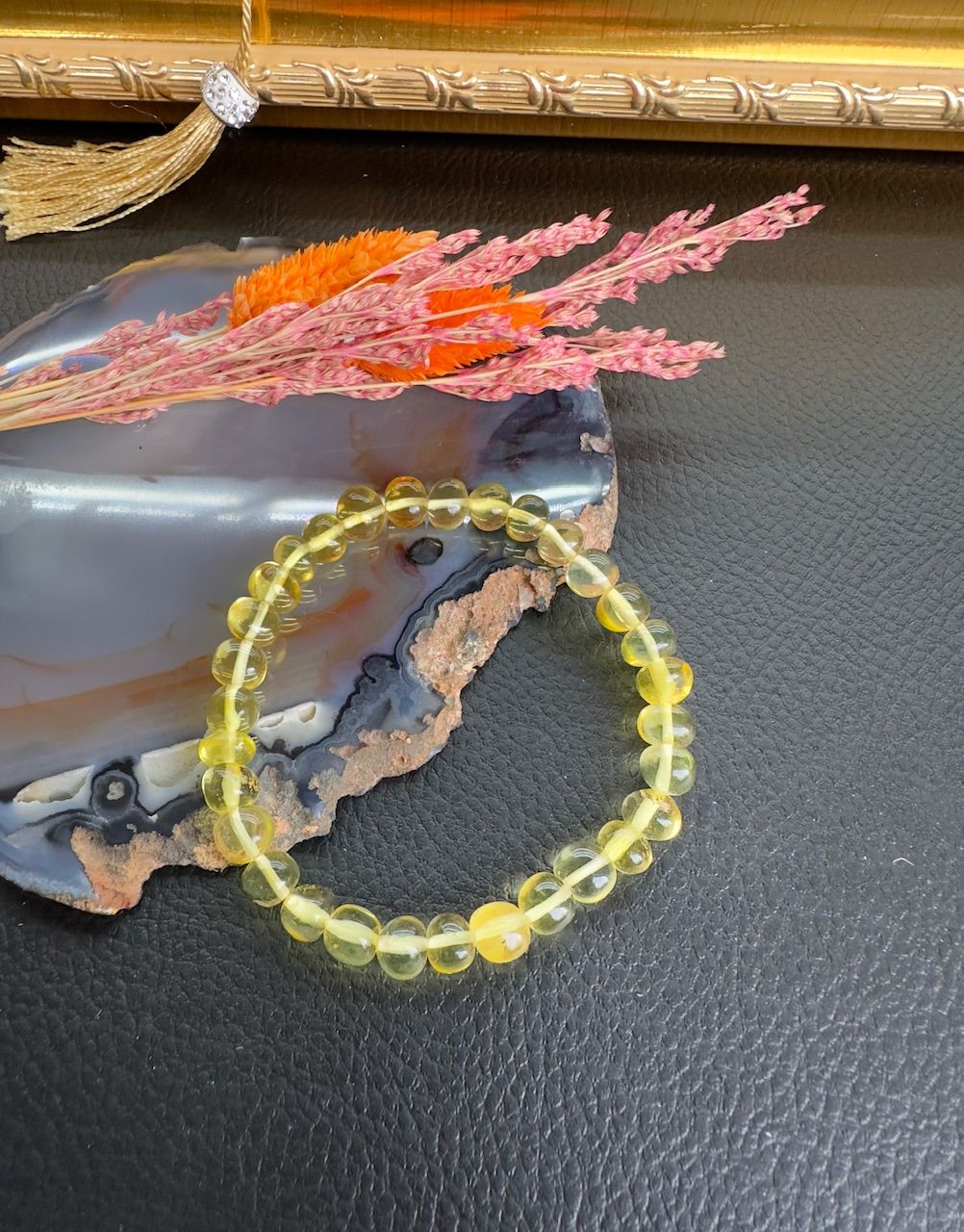 Küre Model Damla Kehribar Yetişkin Bileklik