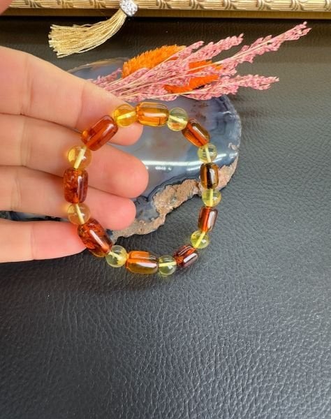 Kapsül Model Damla Kehribar Bileklik