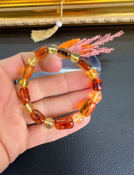 Kapsül Model Damla Kehribar Bileklik