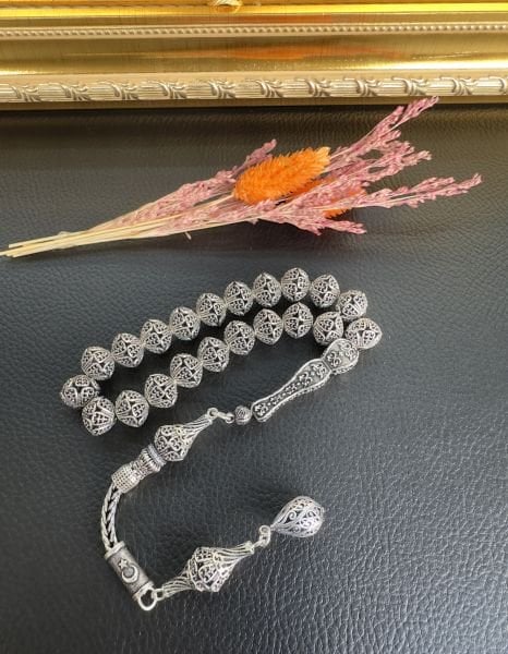 Şalgami Model Bilek Boy Gümüş Tesbih