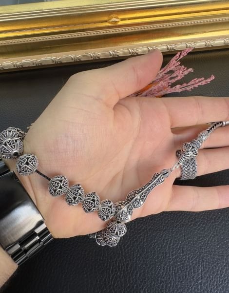 Şalgami Model Bilek Boy Gümüş Tesbih