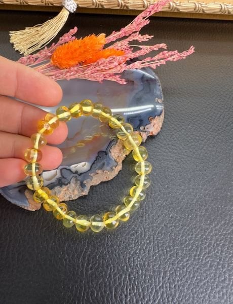 Küre Model Damla Kehribar Bileklik