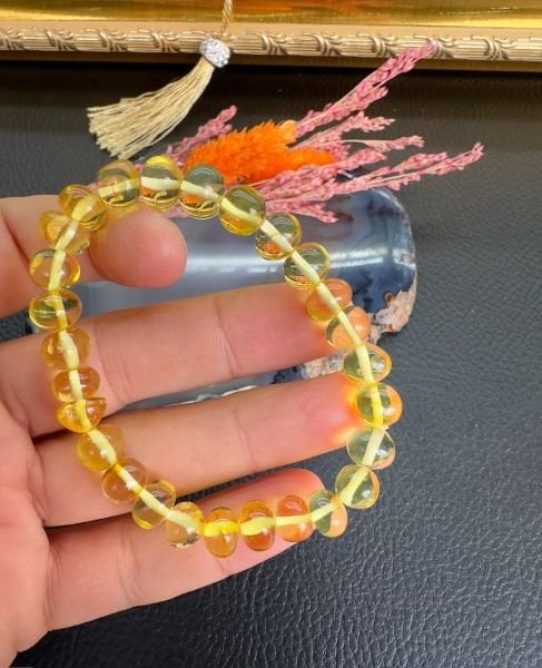 Küre Model Damla Kehribar Bileklik