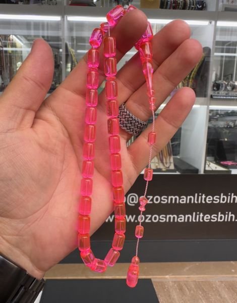 Kapsül Model Neon Pembe Eski Alman Katalin Tesbih