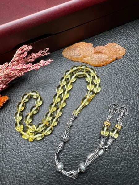 Şeffaf Rus Kaya Damla Kehribar Tesbih