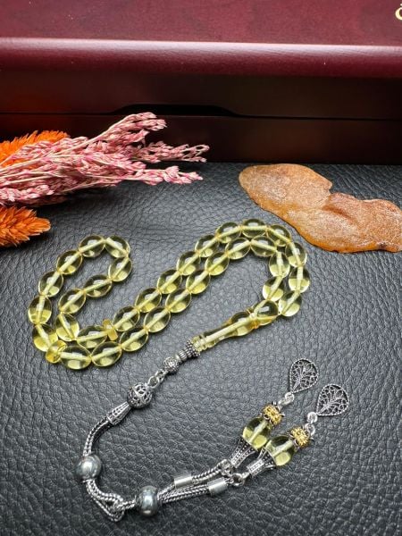 Şeffaf Rus Kaya Damla Kehribar Tesbih