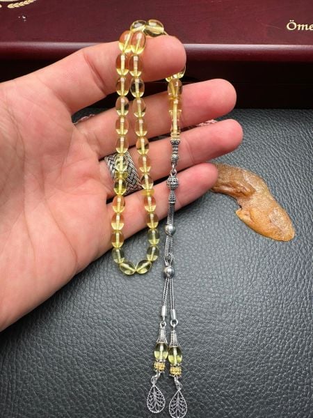 Şeffaf Rus Kaya Damla Kehribar Tesbih