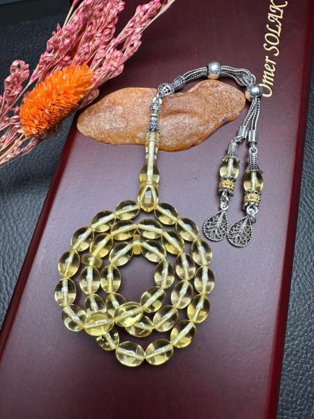 Şeffaf Rus Kaya Damla Kehribar Tesbih