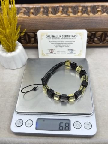 Makrome Örme Küp Renk Süzmesi Baltık Damla Kehribar Yetişkin Bileklik