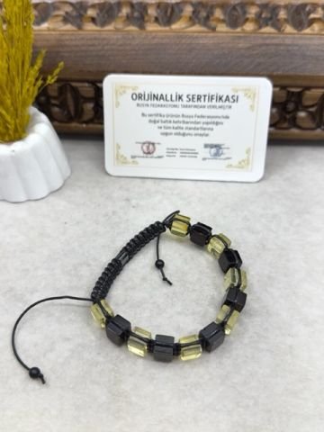 Makrome Örme Küp Renk Süzmesi Baltık Damla Kehribar Yetişkin Bileklik