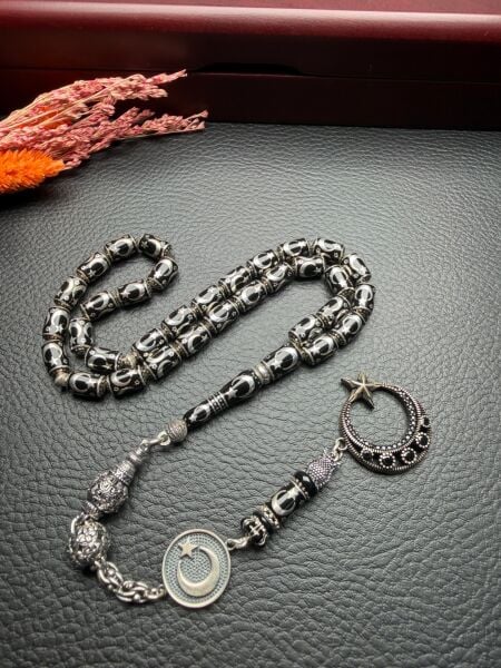 Ayyıldız İşlemeli Kapsül Model Gümüş Kafes Tesbih