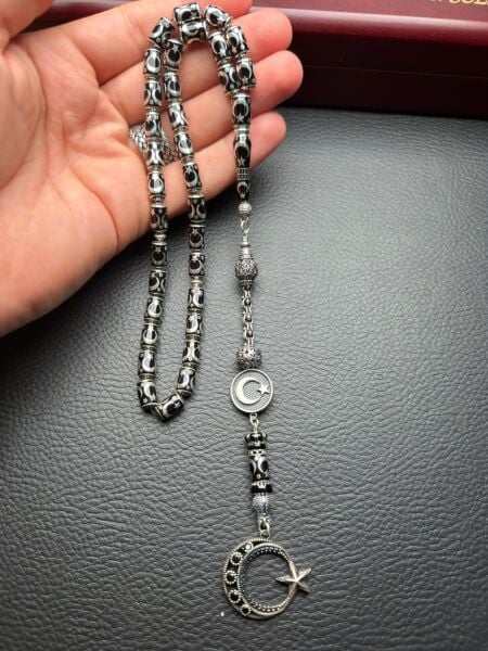 Ayyıldız İşlemeli Kapsül Model Gümüş Kafes Tesbih