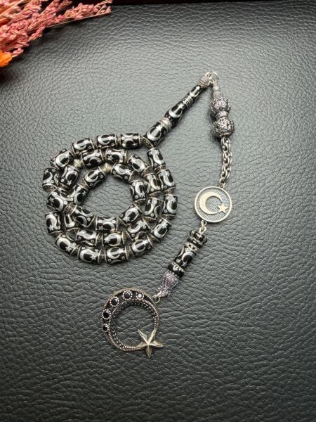 Ayyıldız İşlemeli Kapsül Model Gümüş Kafes Tesbih