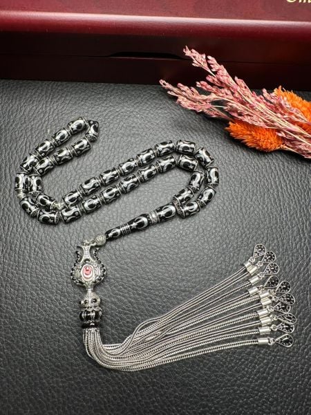 Ayyıldız İşlemeli Kapsül Model Gümüş Tesbih