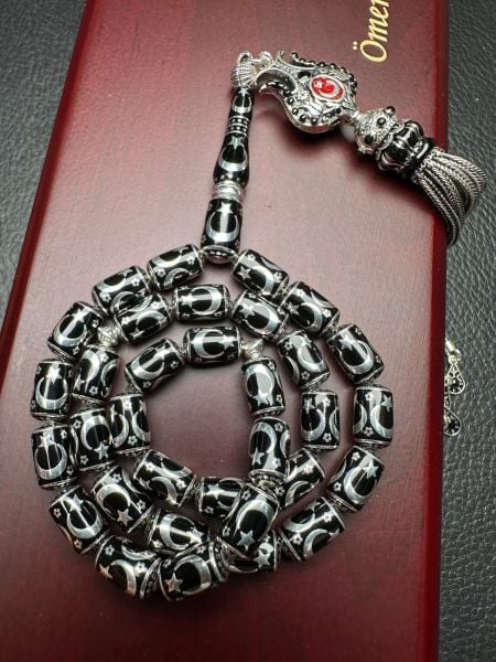 Ayyıldız İşlemeli Kapsül Model Gümüş Tesbih