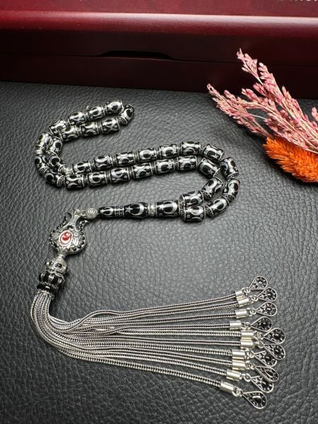 Ayyıldız İşlemeli Kapsül Model Gümüş Tesbih