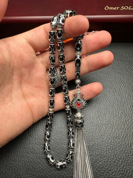 Ayyıldız İşlemeli Kapsül Model Gümüş Tesbih