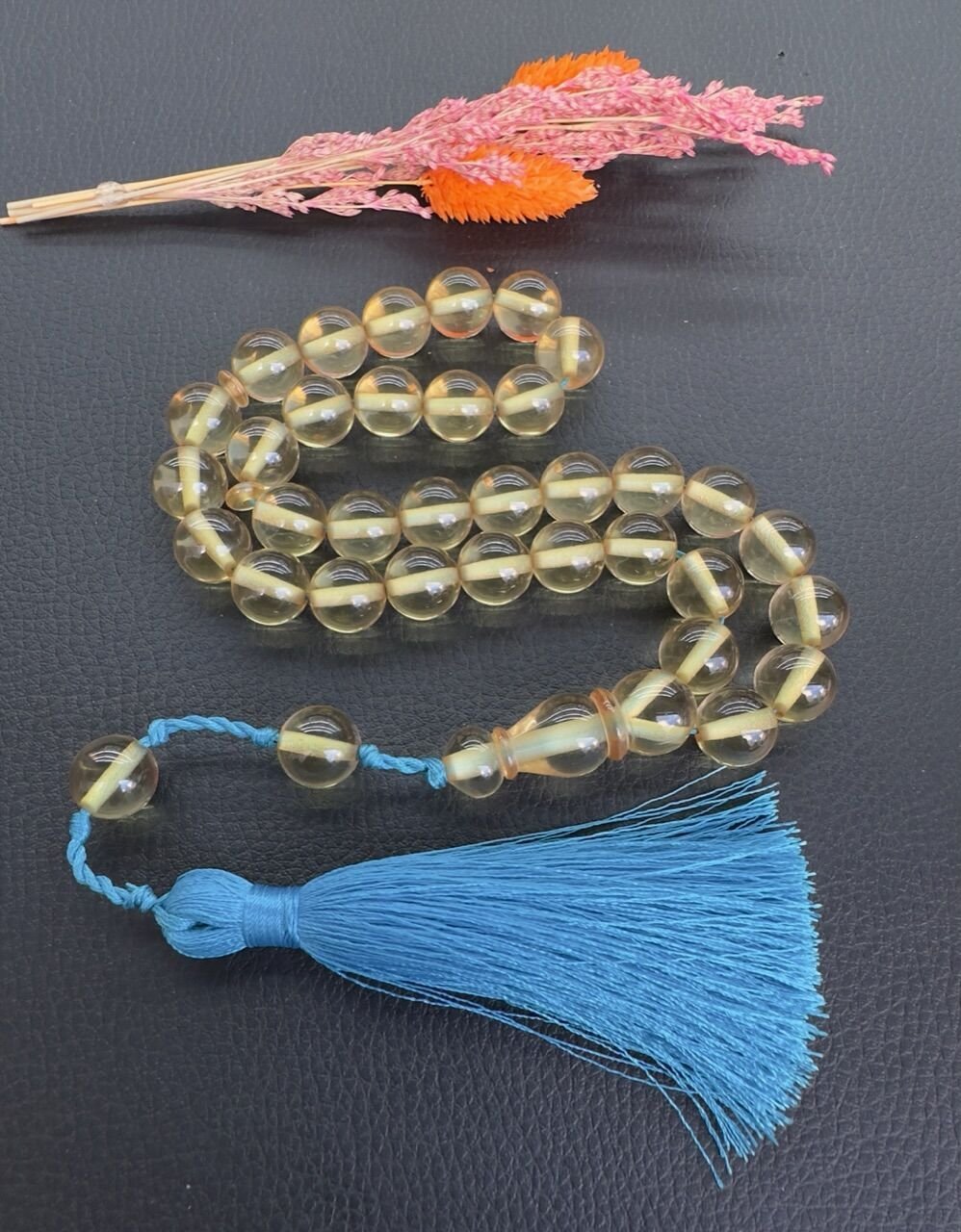 Büyük Boy Küre Model Ateş Kehribar Tesbih