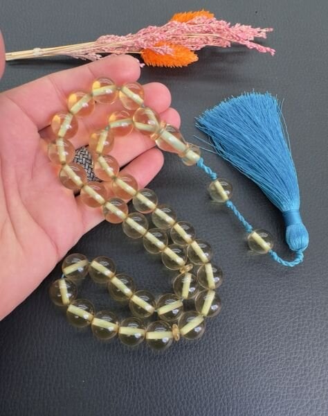 Büyük Boy Küre Model Ateş Kehribar Tesbih