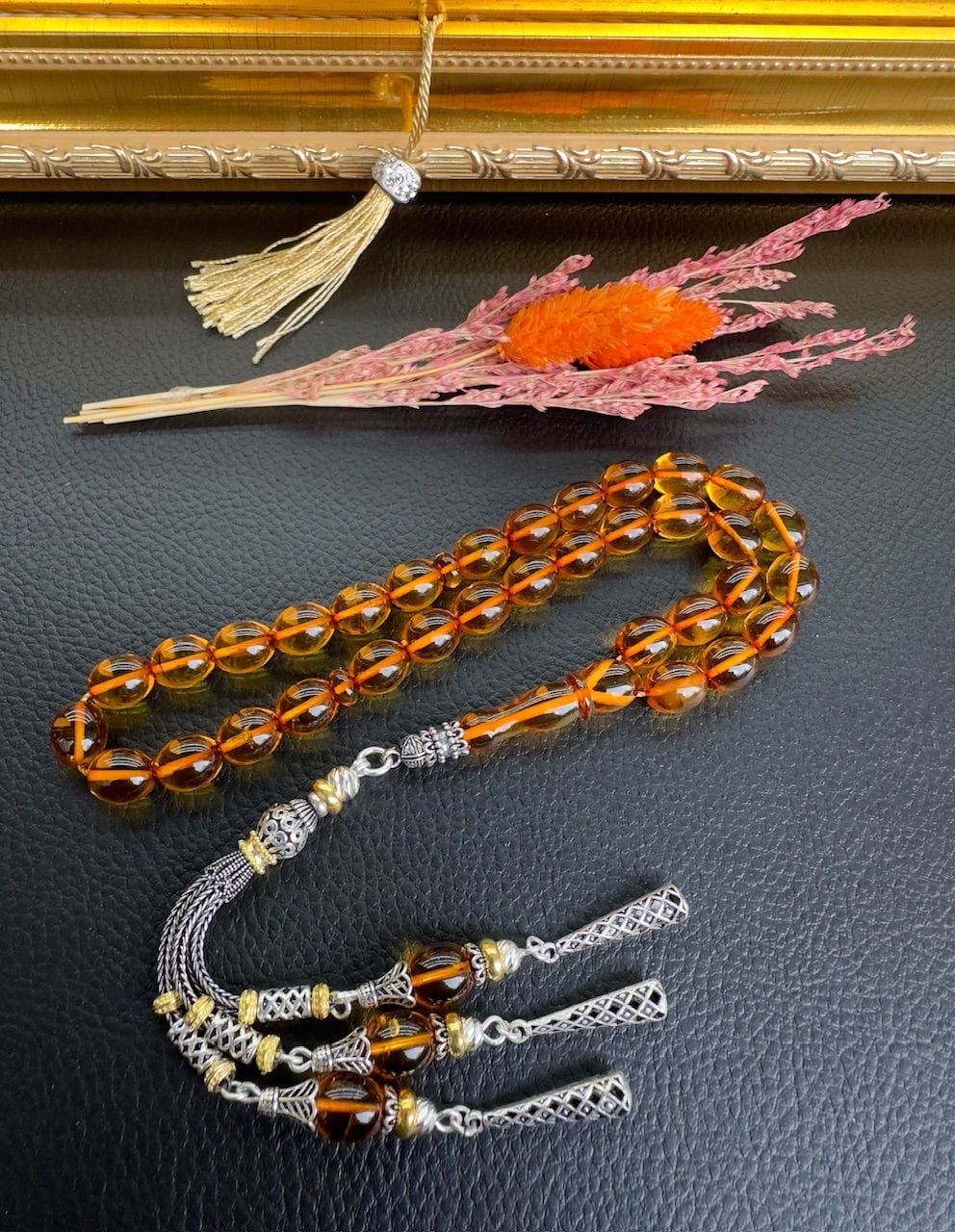 Badem Model Şeffaf Damla Kehribar Tesbih