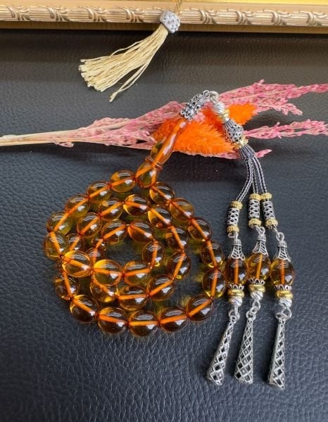 Badem Model Şeffaf Damla Kehribar Tesbih