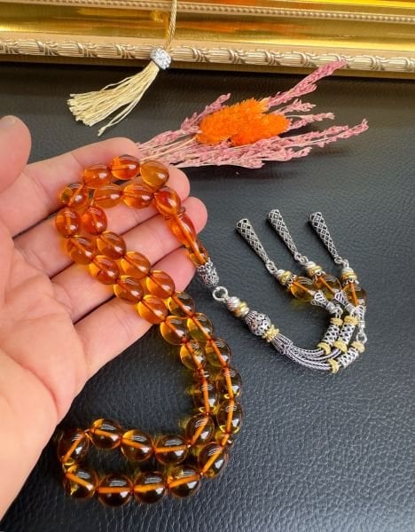 Badem Model Şeffaf Damla Kehribar Tesbih