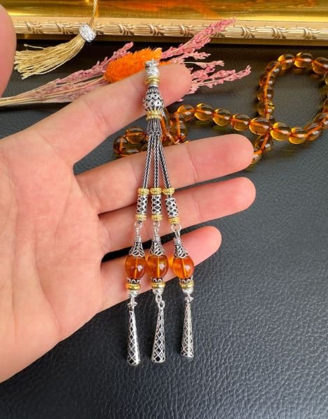 Badem Model Şeffaf Damla Kehribar Tesbih