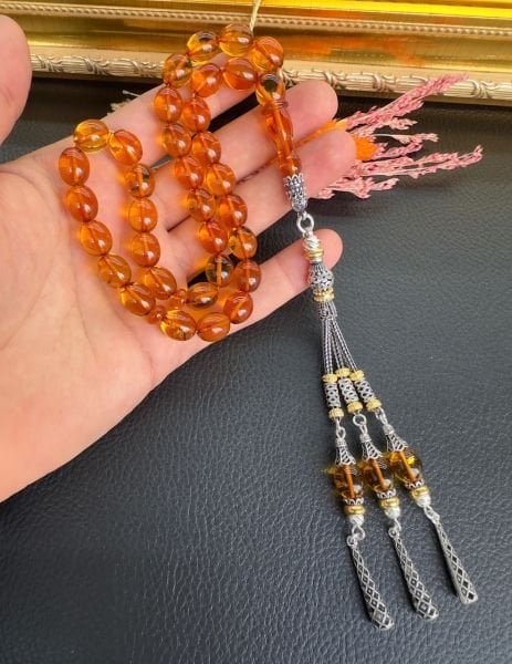 Badem Model Şeffaf Damla Kehribar Tesbih